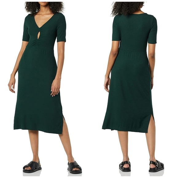 RIBBED keyhole midi dress size M - Picture 1 of 11